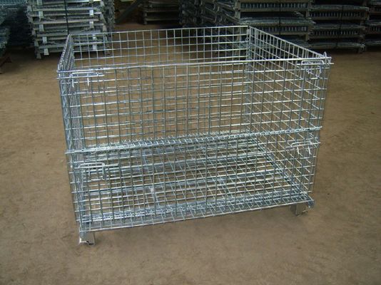 Galvanisierte Drahtnetze Palettenkäfig Klappbare Stapelbare Klappbare Palettenkäfige