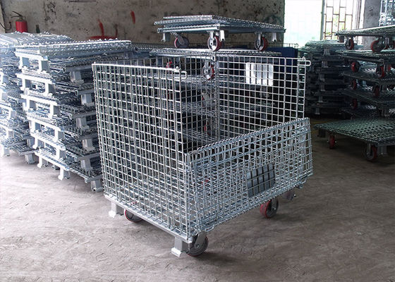 Bewegliche Klappdrahtbehälter, Stahldrahtkäfig mit galvanisierter Oberflächenbehandlung