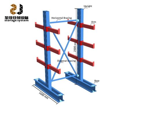 250-800 lbs Cantilever Palettenregal Pulverbeschichtung Cantilever Regalregal