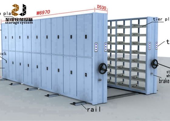 Graue Bewegungsarchive Regalsystem Hochdichte Bibliotheksregale Systeme